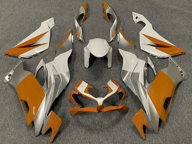 Purchase 2019-2022 White Silver Orange Kawasaki ZX6R Motorcycle Fairings UK