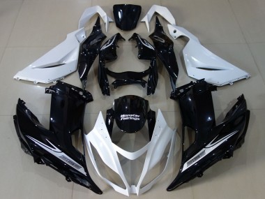 Purchase 2013-2018 White Glossy Black Kawasaki ZX6R Motorcycle Fairing UK