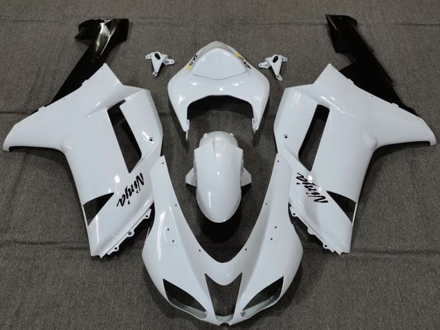 Purchase 2007-2008 Plain White Glossy Kawasaki ZX6R Motorcycle Fairings UK