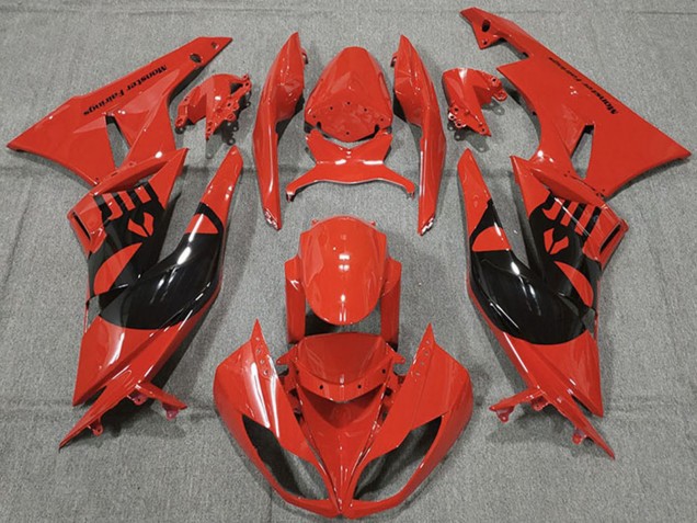 Purchase 2009-2012 Red Glossy Black Punisher Kawasaki ZX6R Motorcycle Fairings UK