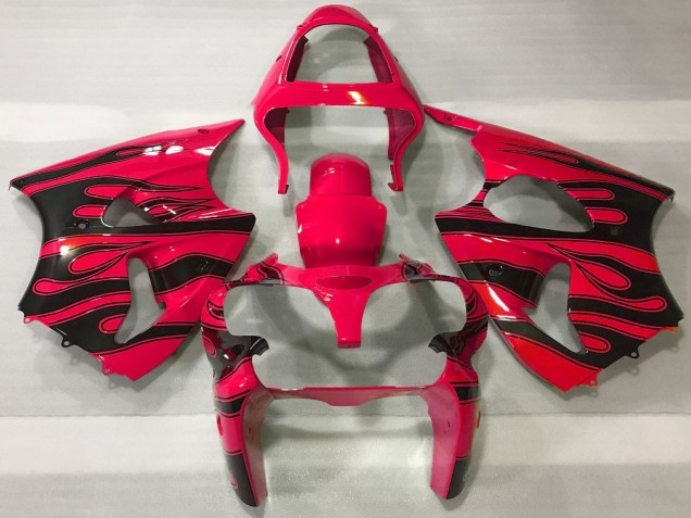 Purchase 2000-2002 Red Black Flame Kawasaki ZX6R Motorcycle Fairings UK