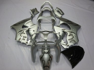 Purchase 2000-2002 Silver Black Flame Kawasaki ZX6R Motorcycle Fairings UK