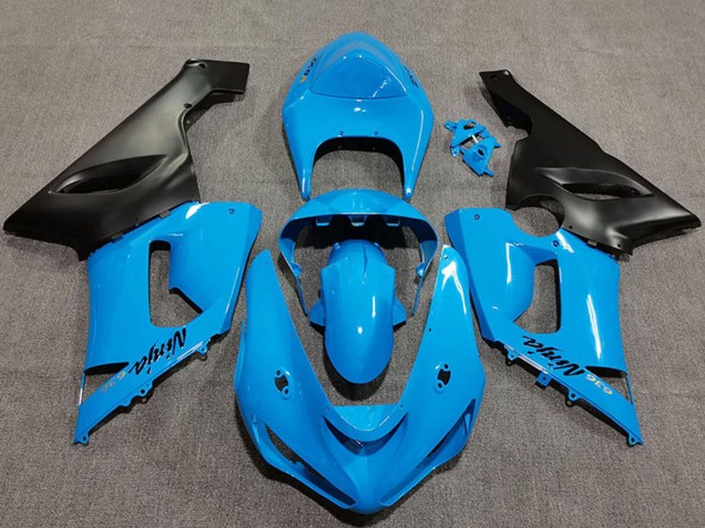 Purchase 2005-2006 Vibrant Blue Matte Black Kawasaki ZX6R Motorcycle Fairings UK