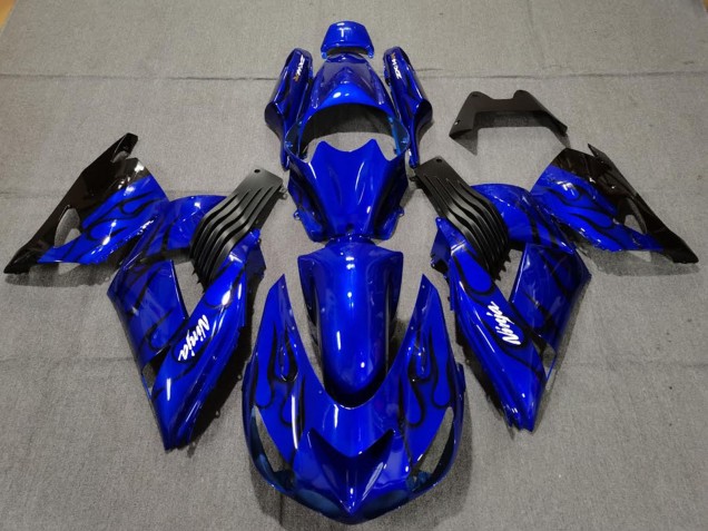 Purchase 2006-2011 Blue Black Flame Kawasaki ZX14R Motorcycle Fairings UK