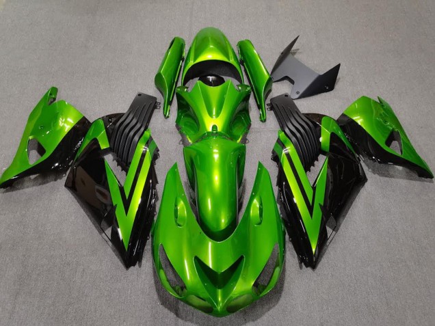 Purchase 2006-2011 Green Glossy Black Kawasaki ZX14R Motorcycle Fairings UK