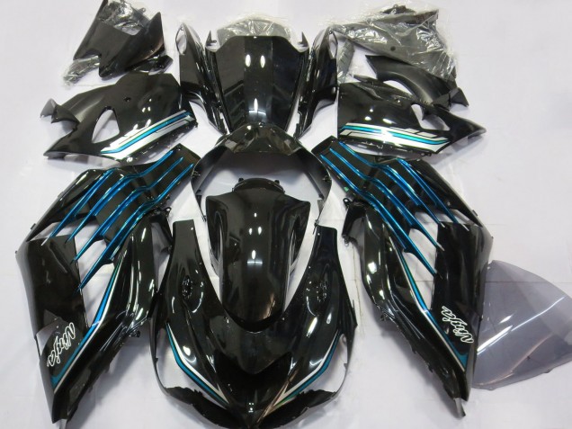 Purchase 2012-2024 Glossy Black Light Blue Kawasaki ZX14R Motorcycle Fairings UK