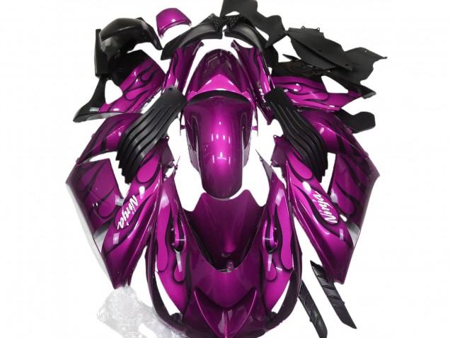 Purchase 2006-2011 Purple Black Flame White Ninja Kawasaki ZX14R Motorcycle Fairing UK