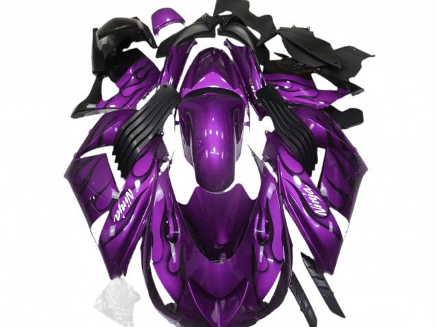 Purchase 2006-2011 Purple Black Flame White Ninja Kawasaki ZX14R Motorcycle Fairings UK