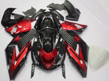 Purchase 2006-2011 Red Glossy Black Stripe Kawasaki ZX14R Motorcycle Fairings UK