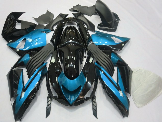 Purchase 2006-2011 Light Blue Glossy Black Kawasaki ZX14R Motorcycle Fairings UK