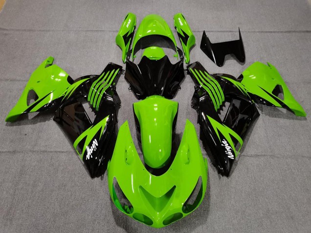 Purchase 2006-2011 Green Glossy Black White Ninja Kawasaki ZX14R Motorcycle Fairings UK