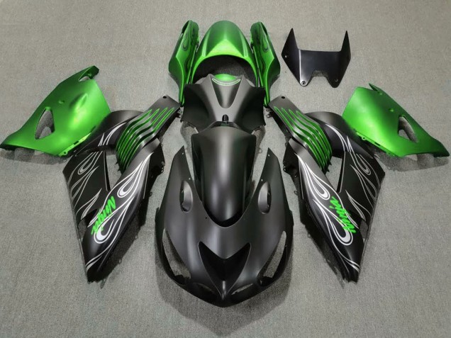 Purchase 2006-2011 Green Matte Black Kawasaki ZX14R Motorcycle Fairings UK