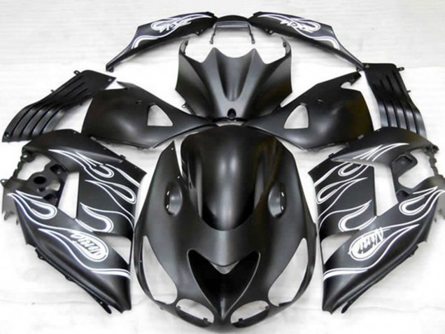 Purchase 2006-2011 Matte Black Silver Flame Kawasaki ZX14R Motorcycle Fairings UK