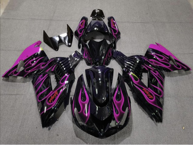 Purchase 2006-2011 Glossy Black Purple Flame Kawasaki ZX14R Motorcycle Fairing UK