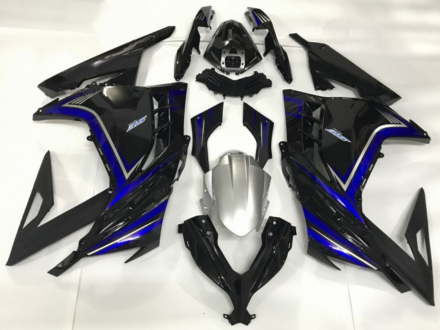 Purchase 2013-2024 Glossy Black Blue Kawasaki Ninja 300 Motorcycle Fairings UK
