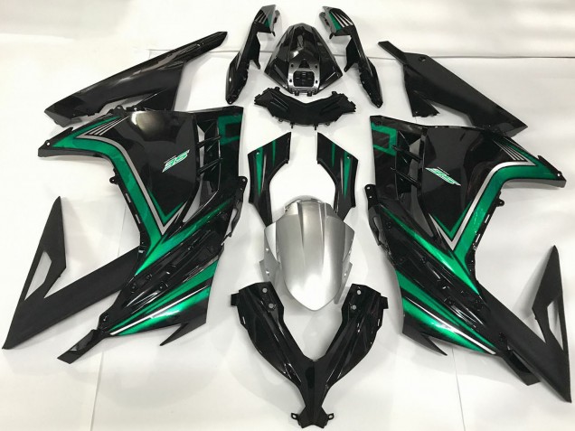 Purchase 2013-2024 Glossy Black Emerald Green Kawasaki Ninja 300 Motorcycle Fairings UK