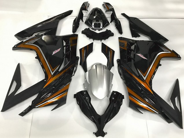 Purchase 2013-2024 Glossy Black Orange Kawasaki Ninja 300 Motorcycle Fairings UK