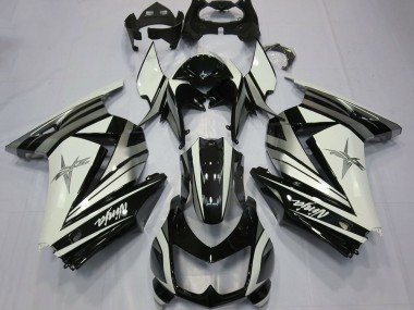 Purchase 2008-2012 White Silver Star Glossy Black Kawasaki Ninja 250 Motorcycle Fairings UK
