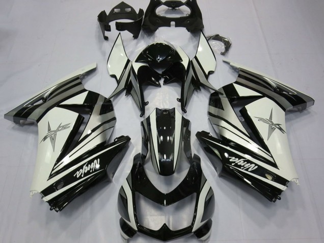 Purchase 2008-2012 White Silver Star Glossy Black Kawasaki Ninja 250 Motorcycle Fairings UK