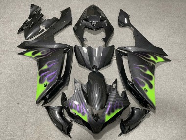 Purchase 2007-2008 Carbon Fiber Green Purple Flame Yamaha R1 Motorcycle Fairings UK
