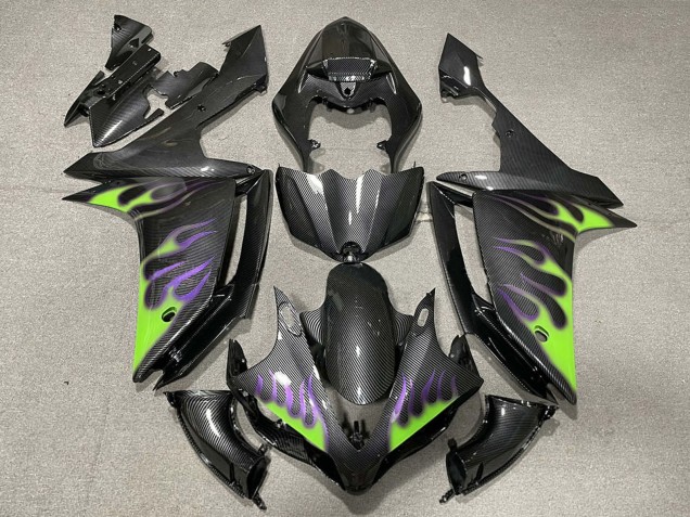 Purchase 2007-2008 Carbon Fiber Green Purple Flame Yamaha R1 Motorcycle Fairings UK