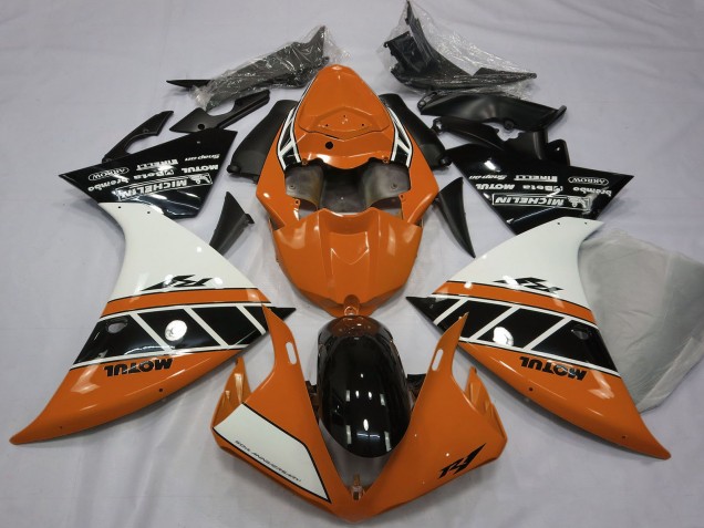Purchase 2012-2014 Orange White Glossy Black Yamaha R1 Motorcycle Fairings UK