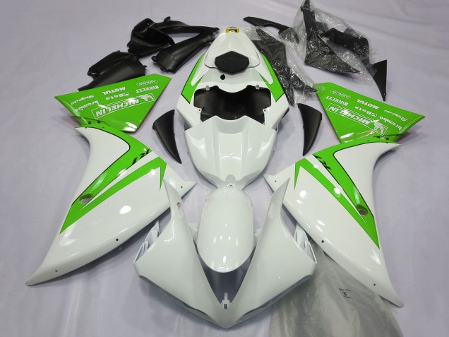 Purchase 2012-2014 White Green Yamaha R1 Motorcycle Fairings UK