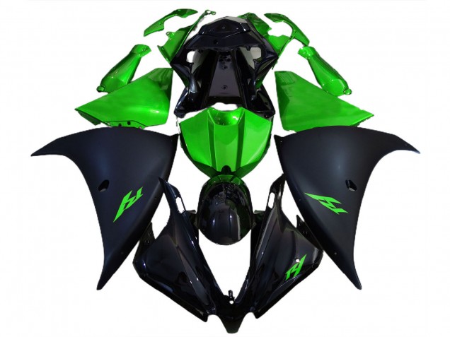 Purchase 2012-2014 Glossy Black Matte Black Green Yamaha R1 Motorcycle Fairings UK
