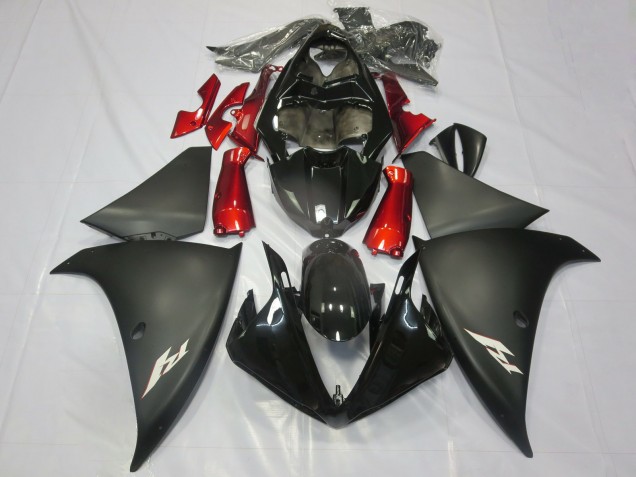 Purchase 2012-2014 Glossy Black Matte Black Red Yamaha R1 Motorcycle Fairings UK