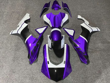 Purchase 2015-2019 White Purple Carbon Fiber Accents Yamaha R1 Motorcycle Fairings UK