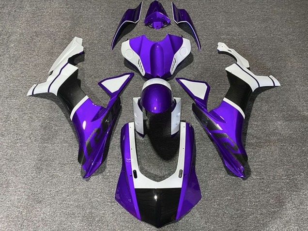 Purchase 2015-2019 White Purple Carbon Fiber Accents Yamaha R1 Motorcycle Fairings UK