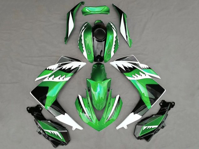 Purchase 2015-2018 Green White Black Shark Yamaha R3 Motorcycle Fairings UK