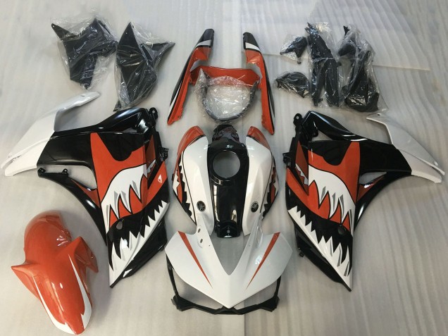 Purchase 2015-2018 White Orange Glossy Black Shark Yamaha R3 Motorcycle Fairings UK