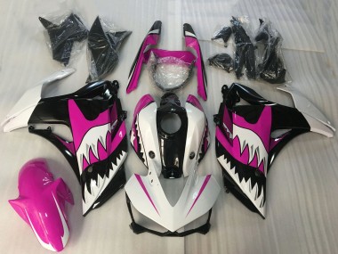 Purchase 2015-2018 White Pink Glossy Black Shark Yamaha R3 Motorcycle Fairings UK