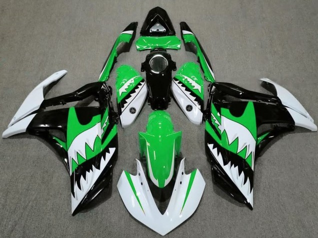 Purchase 2015-2018 White Green Black Shark Yamaha R3 Motorcycle Fairings UK