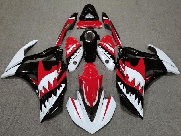 Purchase 2015-2018 White Red Black Shark Yamaha R3 Motorcycle Fairings UK