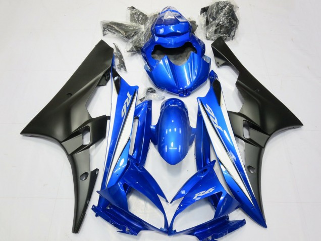 Purchase 2006-2007 Blue White Matte Black Yamaha R6 Motorcycle Fairings UK