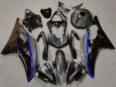 Purchase 2008-2016 Glossy Black Carbon Fiber Style Blue Yamaha R6 Motorcycle Fairings UK
