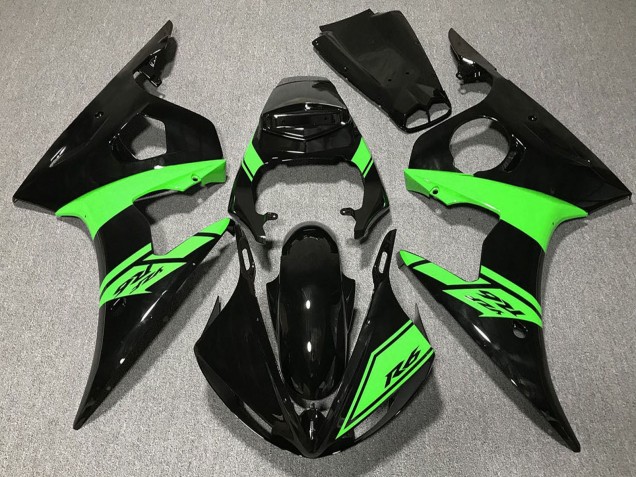 Purchase 2003-2004 Glossy Black Green Yamaha R6 Motorcycle Fairings UK