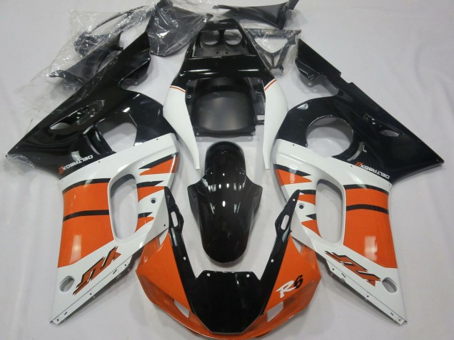 Purchase 1998-2002 White Orange Glossy Black Yamaha R6 Motorcycle Fairings UK