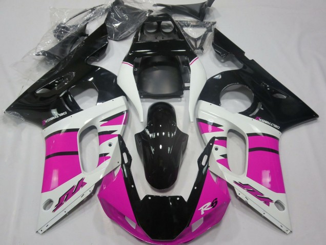 Purchase 1998-2002 White Pink Glossy Black Yamaha R6 Motorcycle Fairings UK