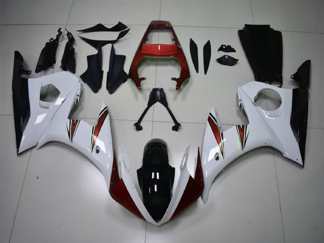 Purchase 2003-2004 White Red Glossy Black Yamaha R6 Motorcycle Fairings UK