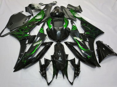 Purchase 2006-2007 Glossy Black Green Flame Yamaha R6 Motorcycle Fairings UK