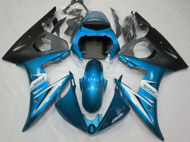 Purchase 2003-2004 Blue White Matte Black Yamaha R6 Motorcycle Fairings UK