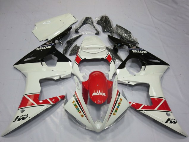 Purchase 2005 White Red Glossy Black Motul Yamaha R6 Motorcycle Fairings UK