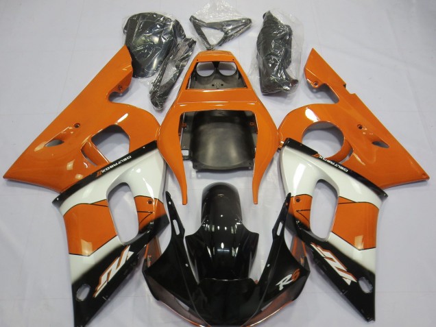 Purchase 1998-2002 Orange White Glossy Black Yamaha R6 Motorcycle Fairings UK