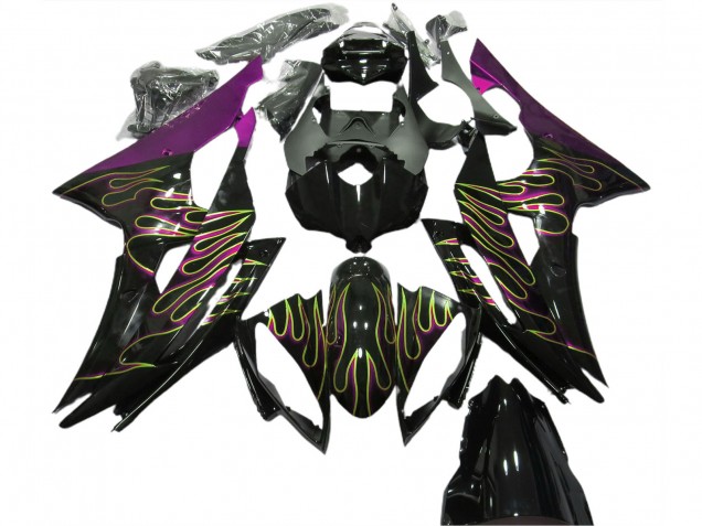 Purchase 2008-2016 Purple Glossy Black Gold Flame Yamaha R6 Motorcycle Fairings UK