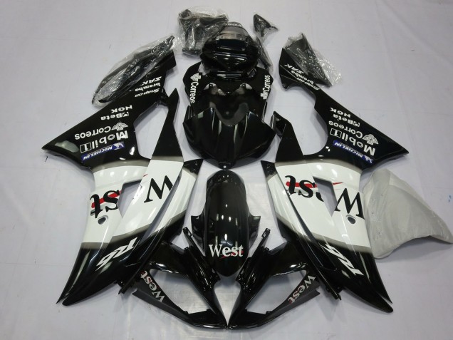 Purchase 2008-2016 Glossy Black White West Michelin Yamaha R6 Motorcycle Fairings UK