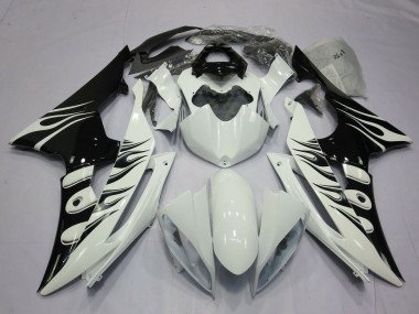 Purchase 2008-2016 White Glossy Black Flame Yamaha R6 Motorcycle Fairings UK