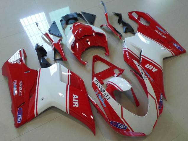 Purchase 2007-2014 Red White Air Generali Tim Ducati 848 1098 1198 Motorcycle Fairings UK